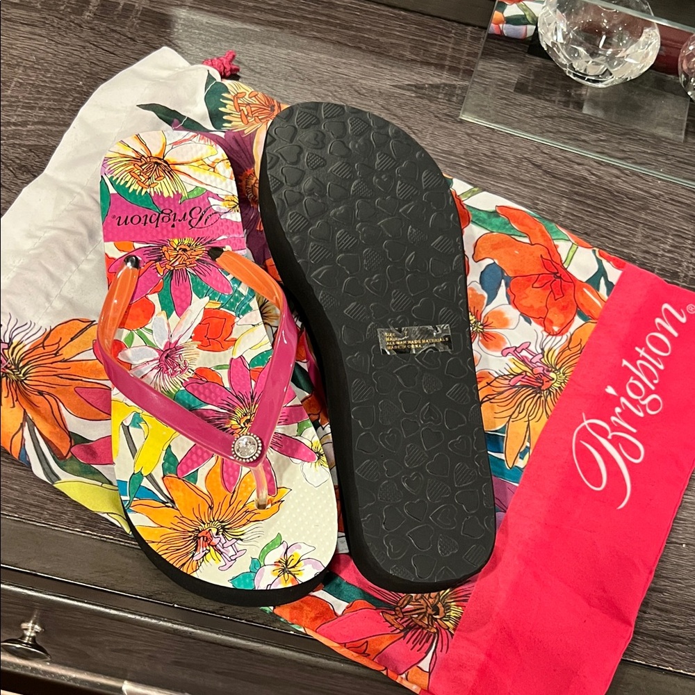 Brighton Women's Floral Sandals - Multicolor and Black